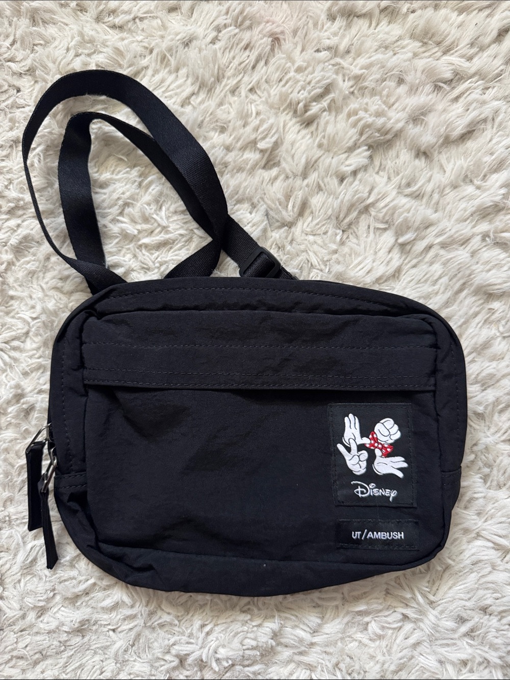 Disney Uniqlo x Ambush Black Crossbody Bag with Mickey Patch - Picture 1 of 4